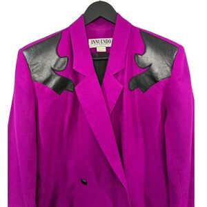 [m] INNUENDO Jacket Purple Blazer Dress Western Leather Detail Statement 90s 80s